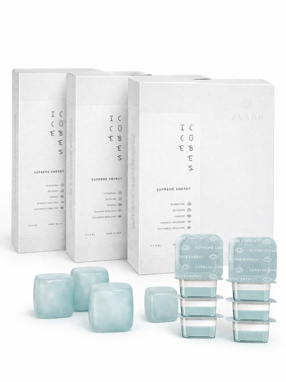 Set of 3 AMEON Supreme Energy Ice Cubes NIB Skincare $165 Value